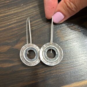Chic Silver Circle Drop Earrings